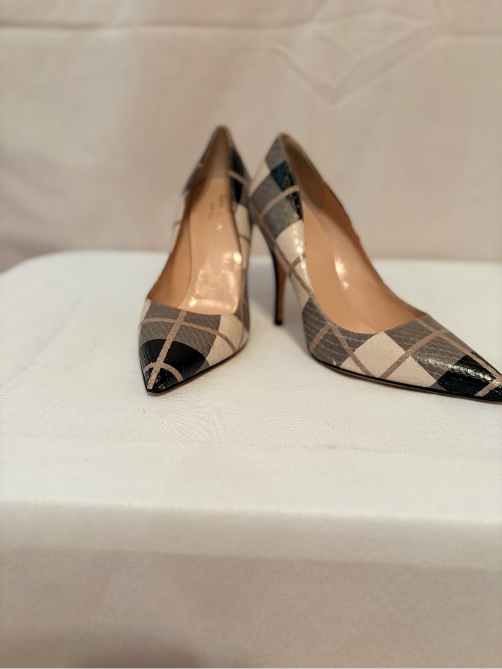 Kate Spade New York Licorice Plaid Snakeskin Stiletto Pumps